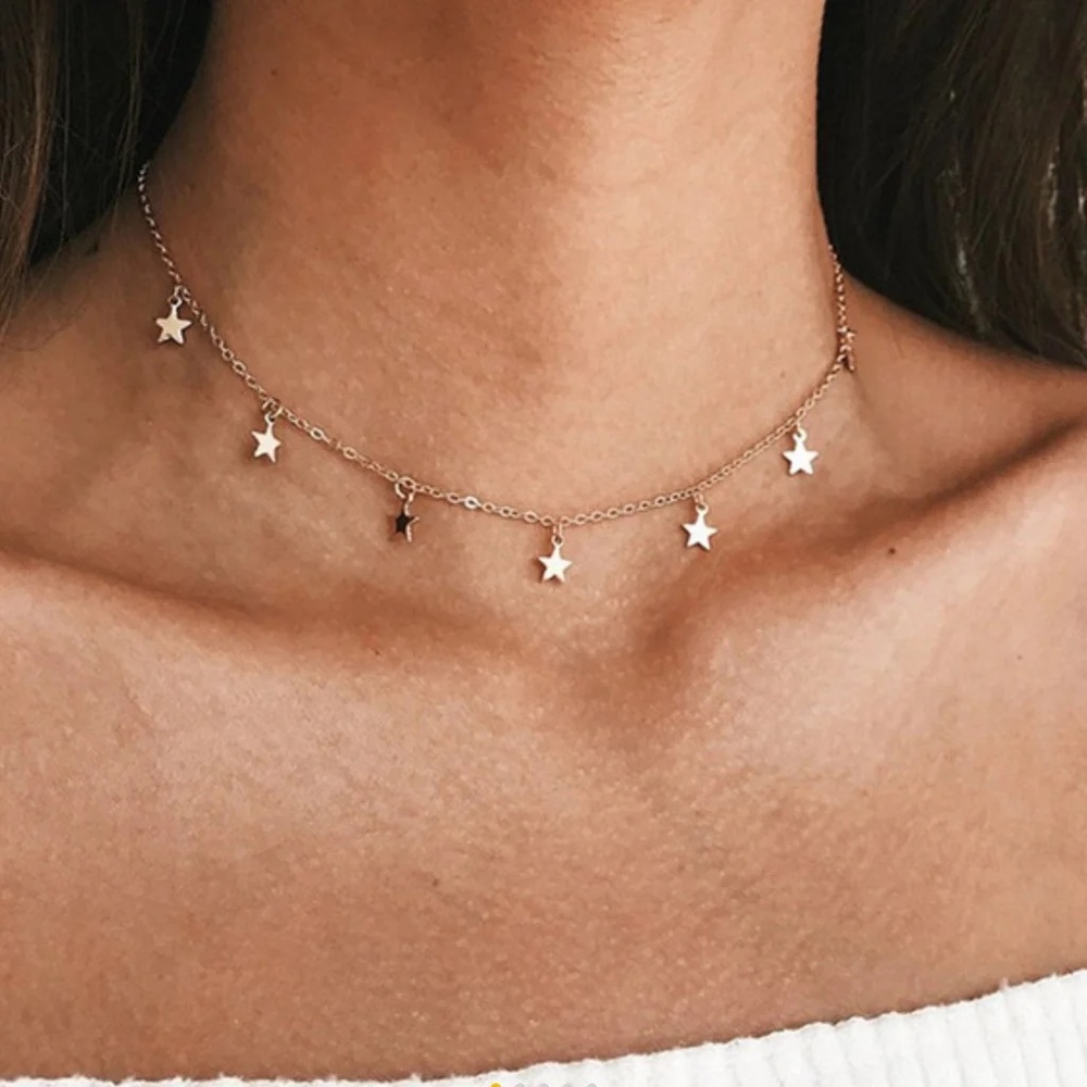 Gold Star Choker Necklace | Dainty Celestial Layering Jewelry